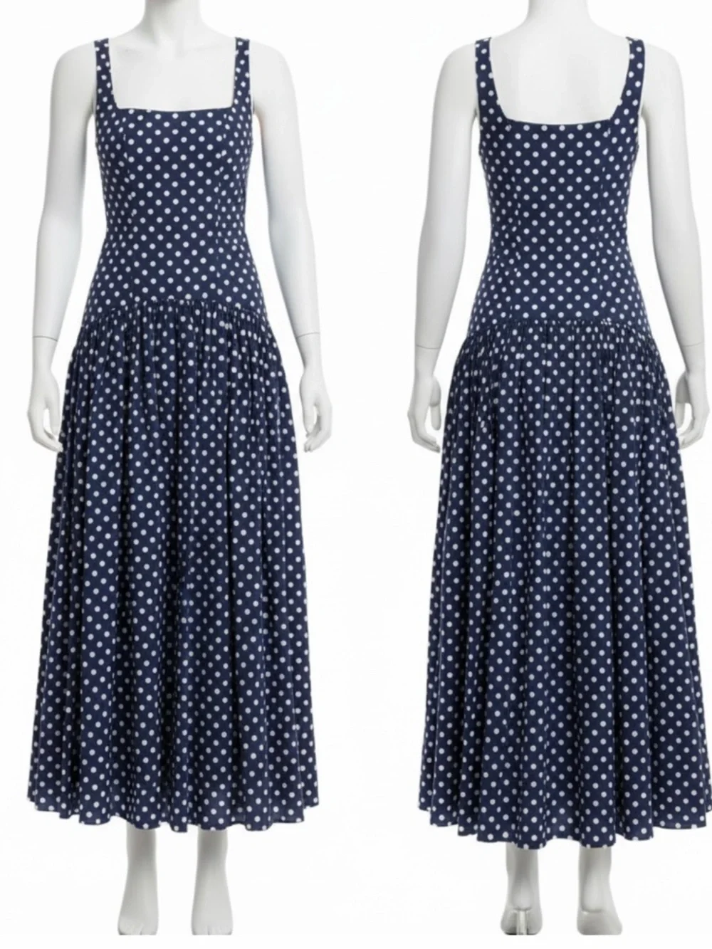Jewel Badgley Mischka Women's Isla Polka Dot Drop Waist Maxi Dress Blur Size 6 - Picture 6 of 8